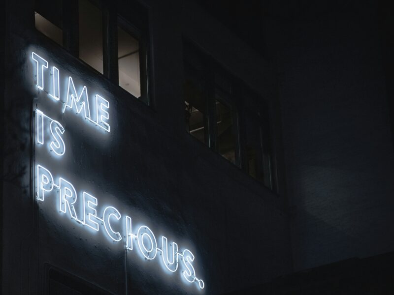 time is precious neon sign