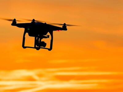 drone at sunset